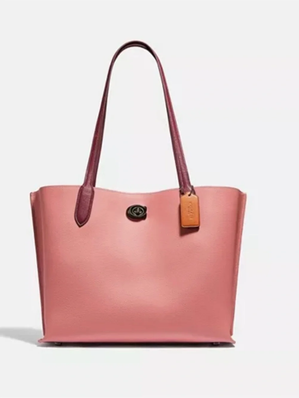 Coach Willow Tote With Pink Colorblock Coated Canvas Leather
